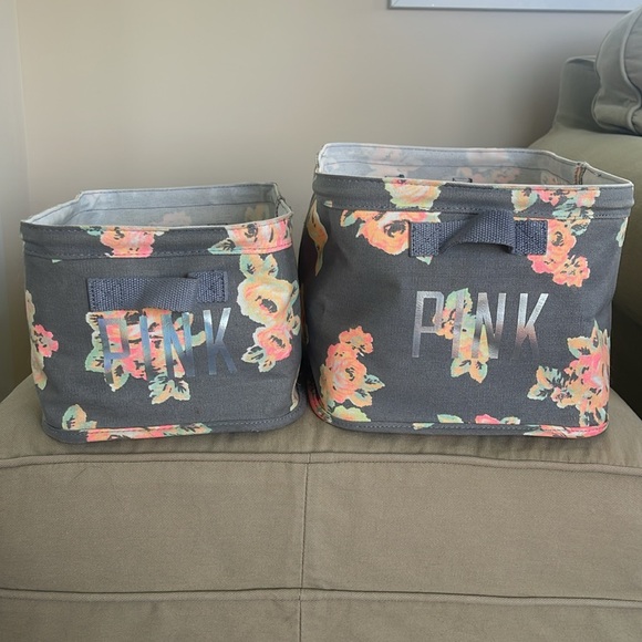 Set of 2 Rare Victoria’s Secret Pink canvas storage bins from dorm collection - Picture 2 of 8